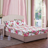 DaDa Bedding Romantic Roses Lovely Spring Pink Floral Fitted Bed Sheet w/ Pillow Cases (JHW879-Fitted) - GiFTiFY