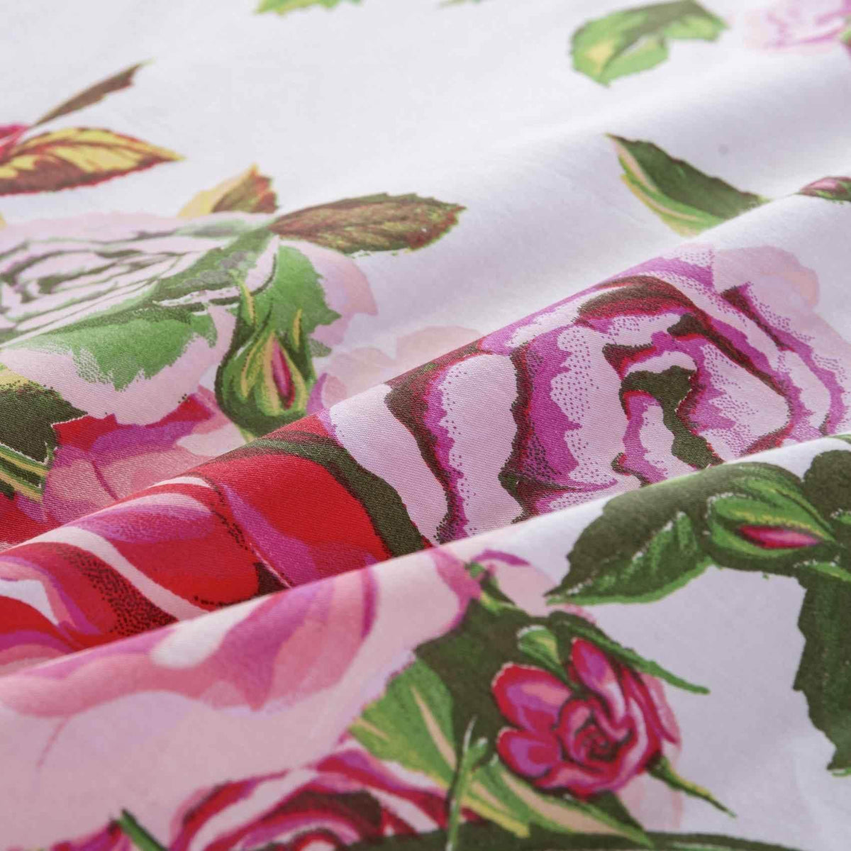 DaDa Bedding Romantic Roses Lovely Spring Pink Floral Garden Fitted & Flat Bed Sheet Set w/ Pillow Cases (JHW879) Sheet Sets by DaDalogy Bedding Collection