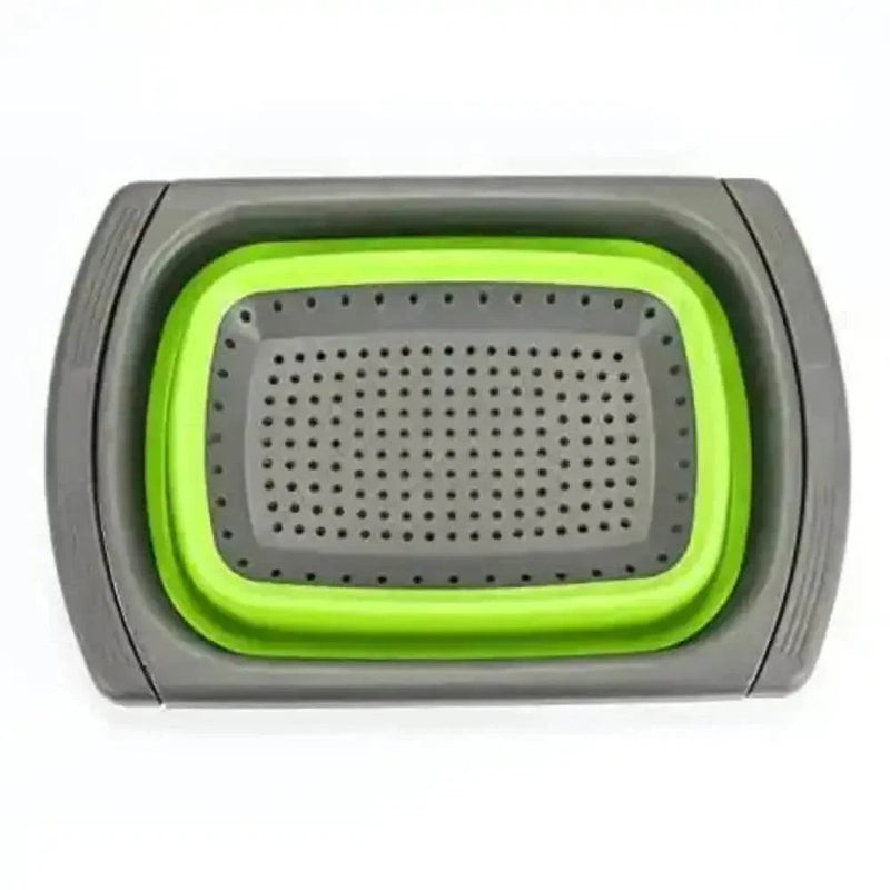 Silicone Collapsible Colander Green and Gray Colander With Handle Kitchen by ALIEX