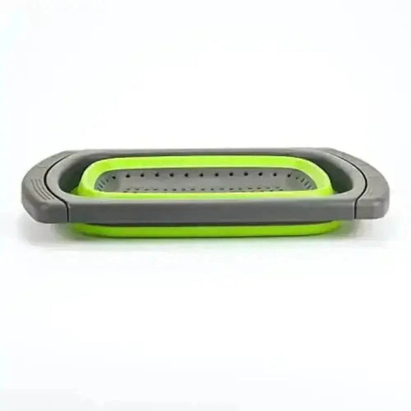 Silicone Collapsible Colander Green and Gray Colander With Handle Kitchen by ALIEX