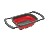 Silicone Collapsible Colander Green and Gray Colander With Handle - GiFTiFY