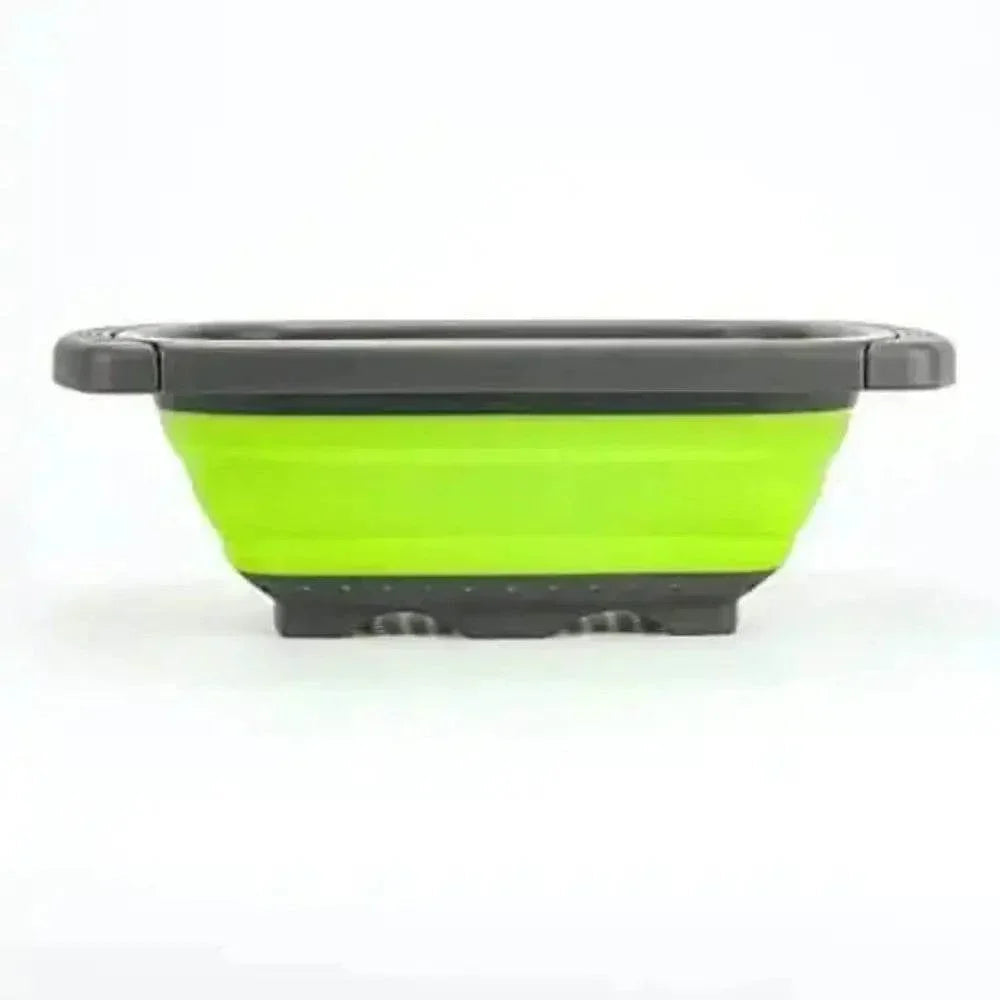 Silicone Collapsible Colander Green and Gray Colander With Handle - GiFTiFY