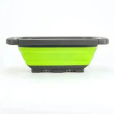 Silicone Collapsible Colander Green and Gray Colander With Handle - GiFTiFY