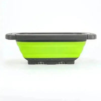Silicone Collapsible Colander Green and Gray Colander With Handle