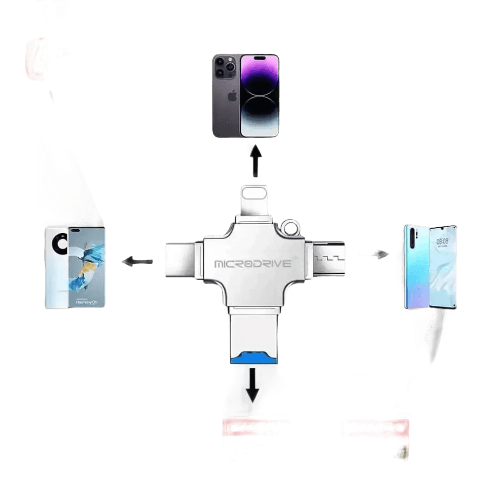 Silver OTG USB Flash Drive Adapter with Memory Cards - GiFTiFY