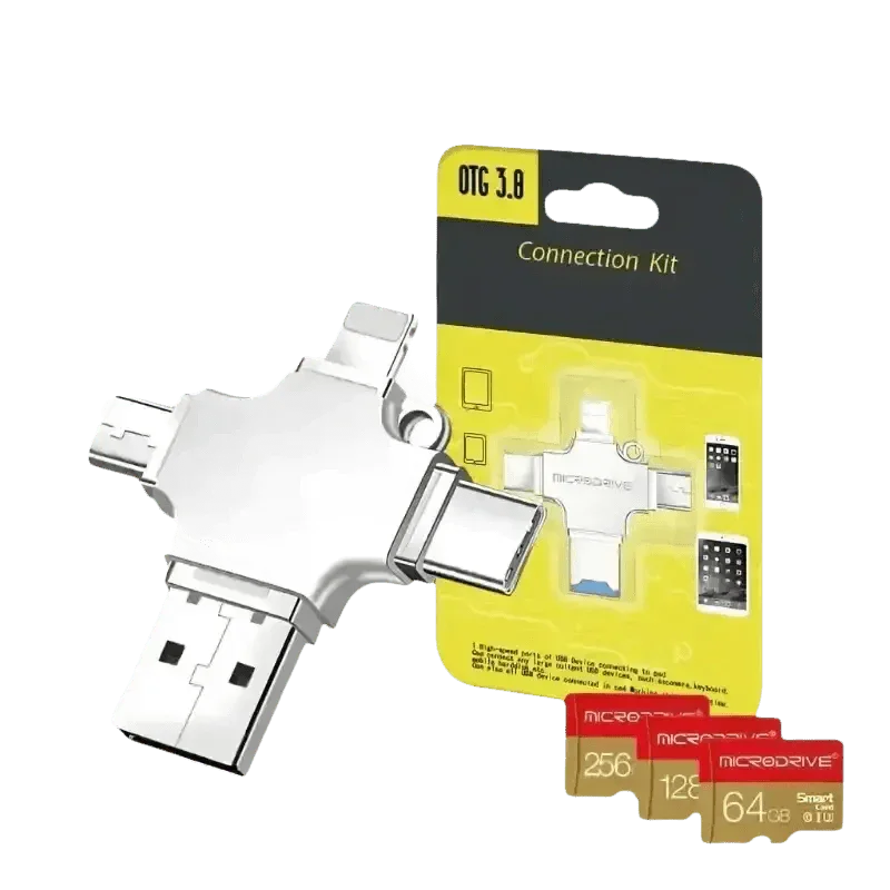 Silver OTG USB Flash Drive Adapter with Memory Cards - GiFTiFY