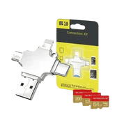 Silver OTG USB Flash Drive Adapter with Memory Cards - GiFTiFY