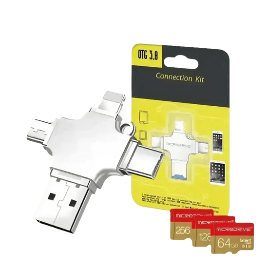 Silver OTG USB Flash Drive Adapter with Memory Cards - GiFTiFY