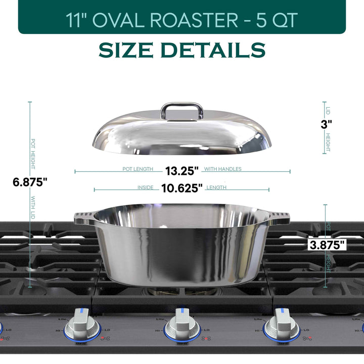 Oval Dutch Oven with Lid - 5 Quart (11 Inch) - GiFTiFY