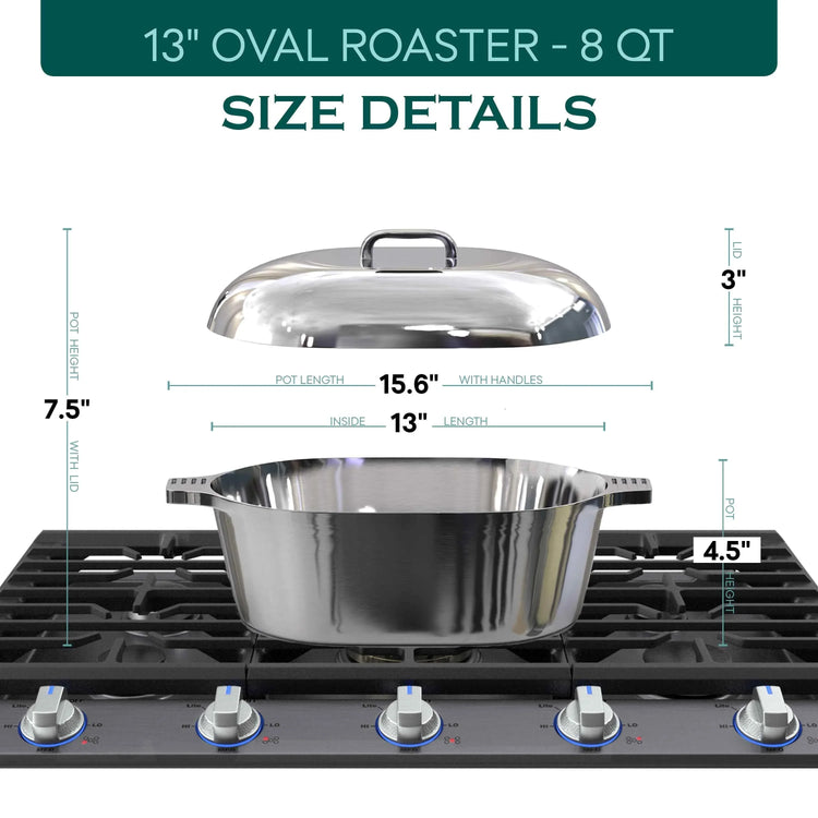 Oval Dutch Oven with Lid - 8 Quart (13 Inch) - GiFTiFY