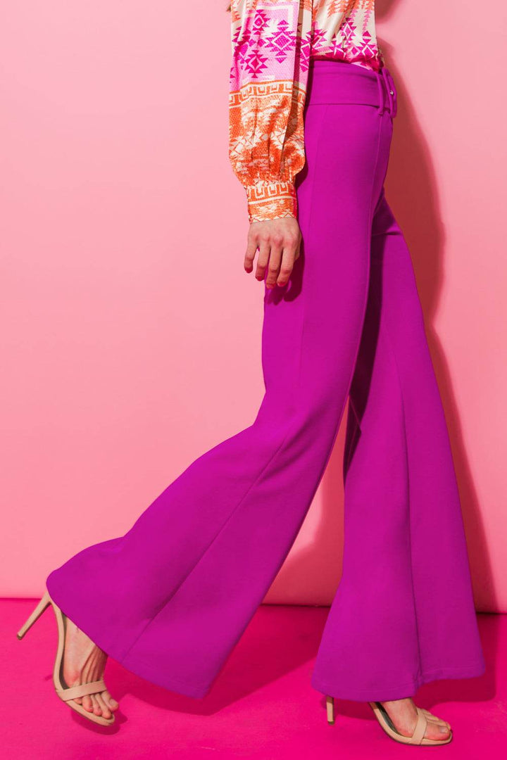 COUNTDOWN THE HOURS WOVEN FLARED PANTS - GiFTiFY