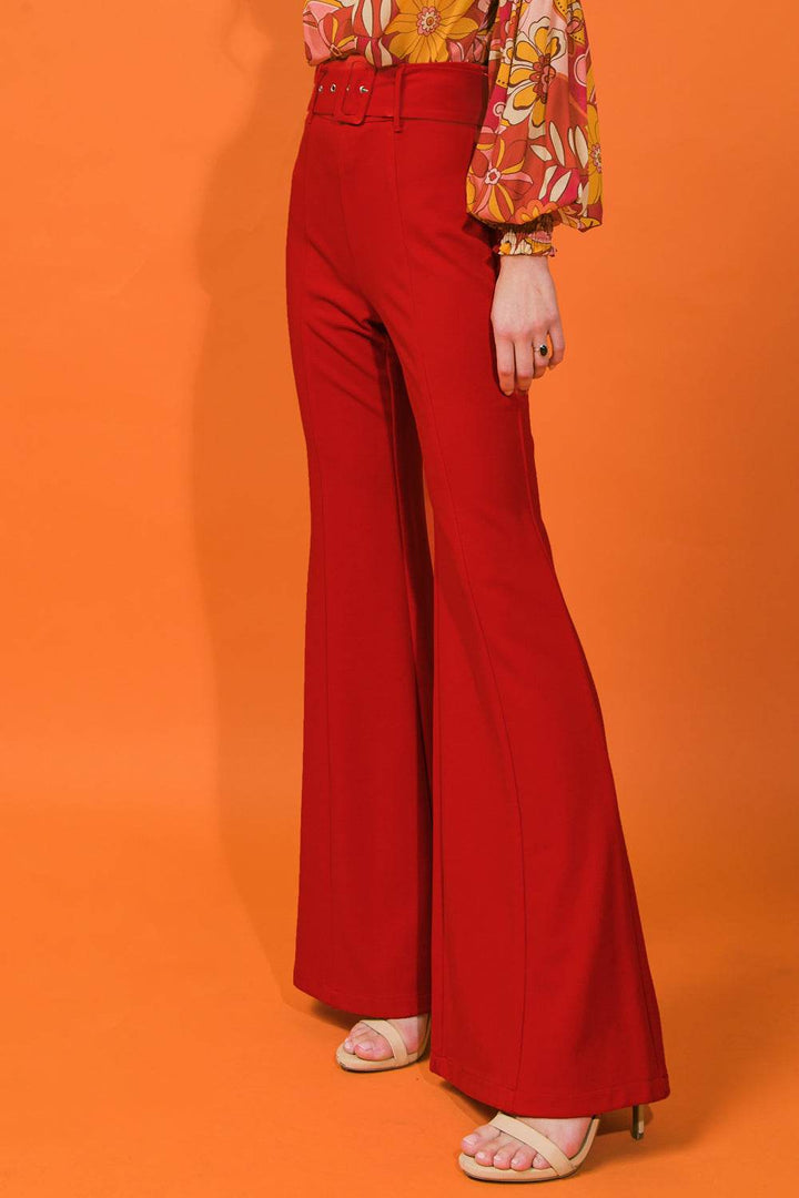 COUNTDOWN THE HOURS WOVEN FLARED PANTS - GiFTiFY