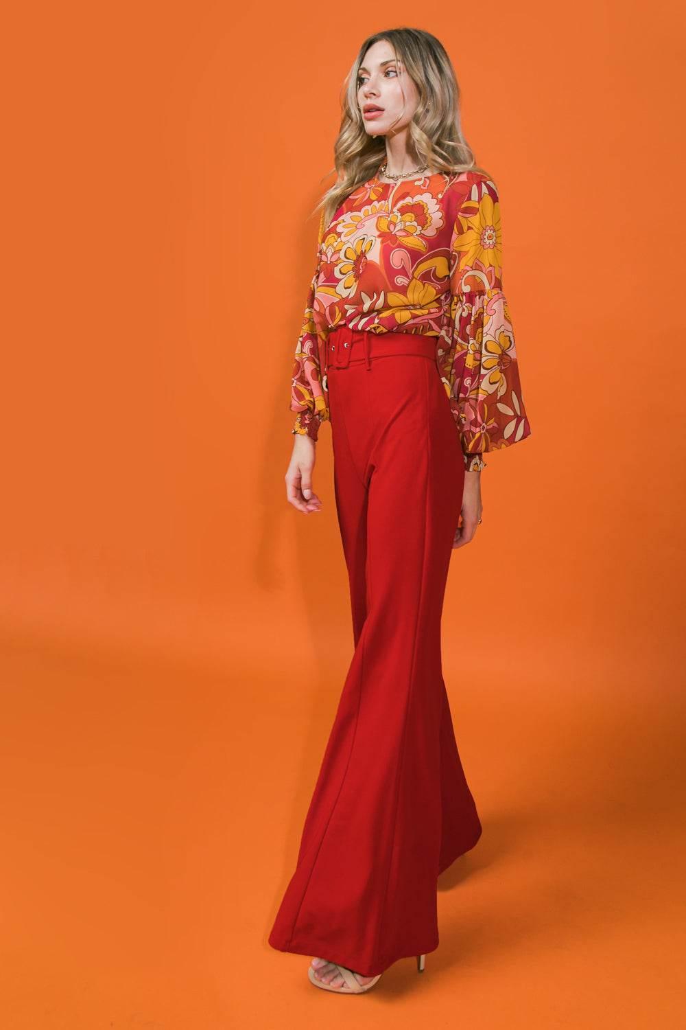 COUNTDOWN THE HOURS WOVEN FLARED PANTS - GiFTiFY