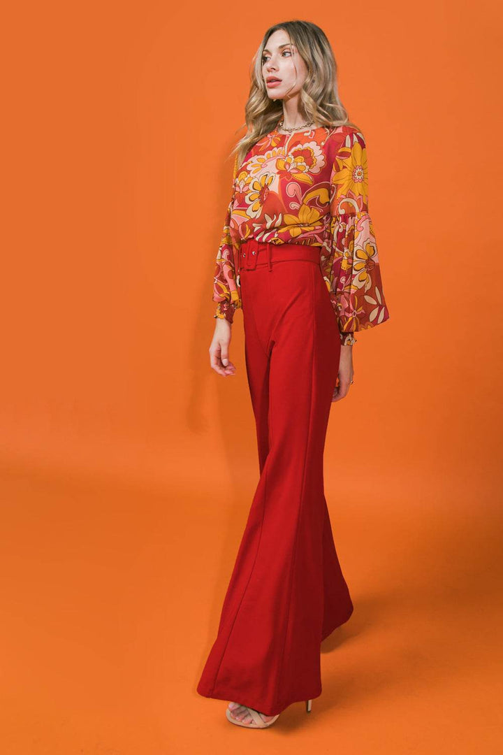 COUNTDOWN THE HOURS WOVEN FLARED PANTS - GiFTiFY