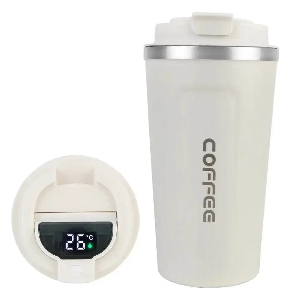 Smart Coffee Tumbler 380ml 510ml Stainless Steel Intelligent Temperature Display Travel Mug Thermos Cup with Portable Rope - GiFTiFY