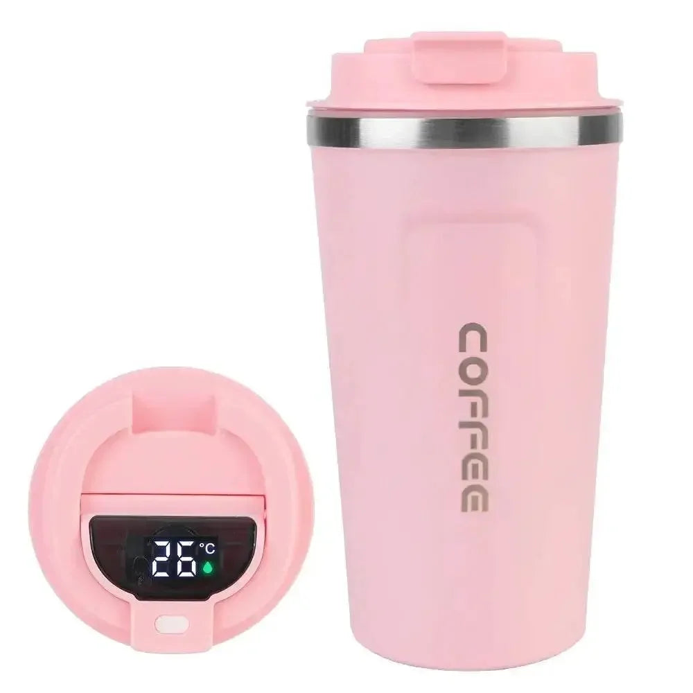 Smart Coffee Tumbler 380ml 510ml Stainless Steel Intelligent Temperature Display Travel Mug Thermos Cup with Portable Rope - GiFTiFY