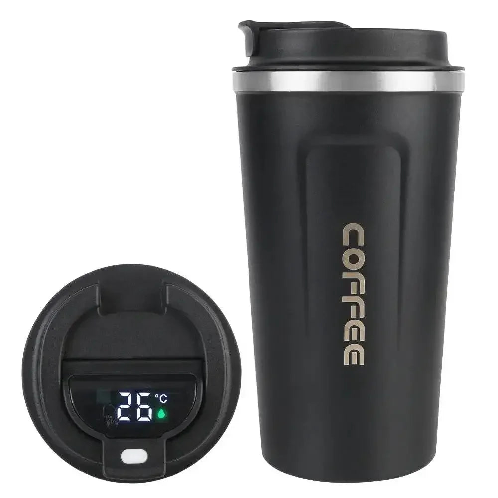 Smart Coffee Tumbler 380ml 510ml Stainless Steel Intelligent Temperature Display Travel Mug Thermos Cup with Portable Rope - GiFTiFY