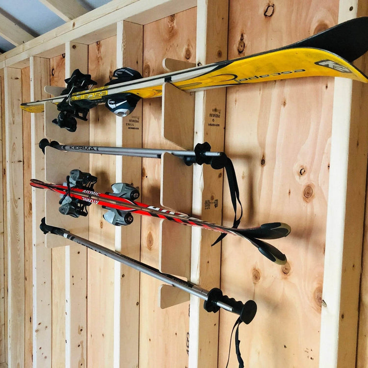 Snow & Water Ski Storage Rack – Shed Organizer for Skis, Poles & Gear - GiFTiFY