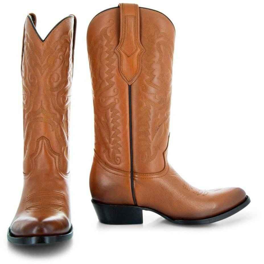 Cowboy Dress Boots | Mens Classic Round-Toe Boots (H7001-Tan) - GiFTiFY