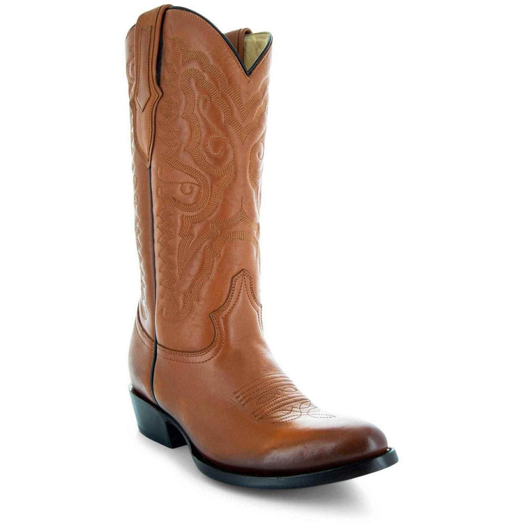 Cowboy Dress Boots | Mens Classic Round-Toe Boots (H7001-Tan) - GiFTiFY