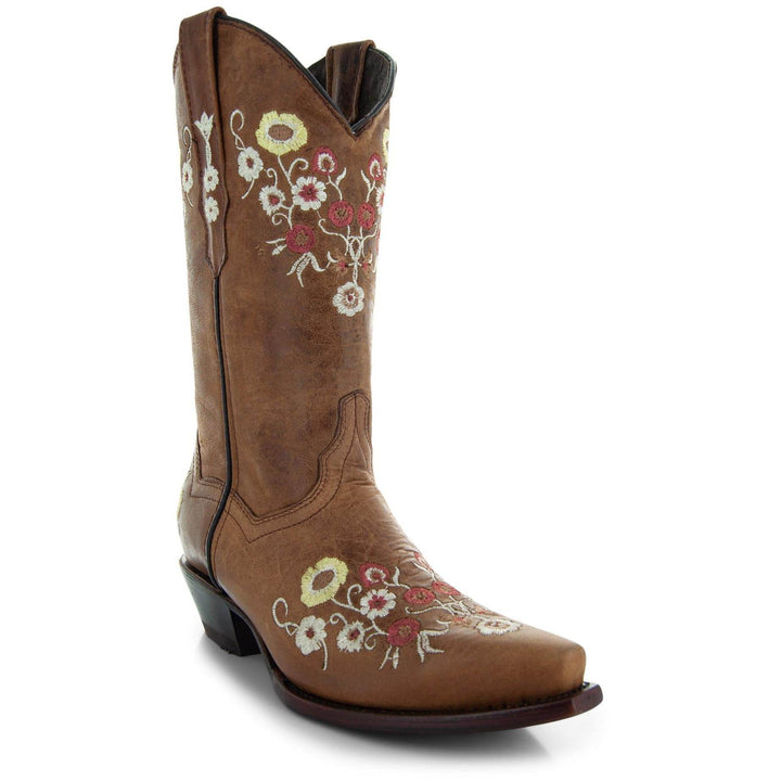 Women's Snipped Toe Western Boots | Floral Showstopper Cowgirl Boots (M50044) - GiFTiFY