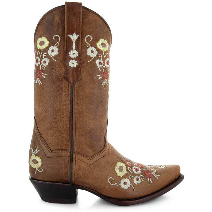 Women's Snipped Toe Western Boots | Floral Showstopper Cowgirl Boots (M50044) - GiFTiFY