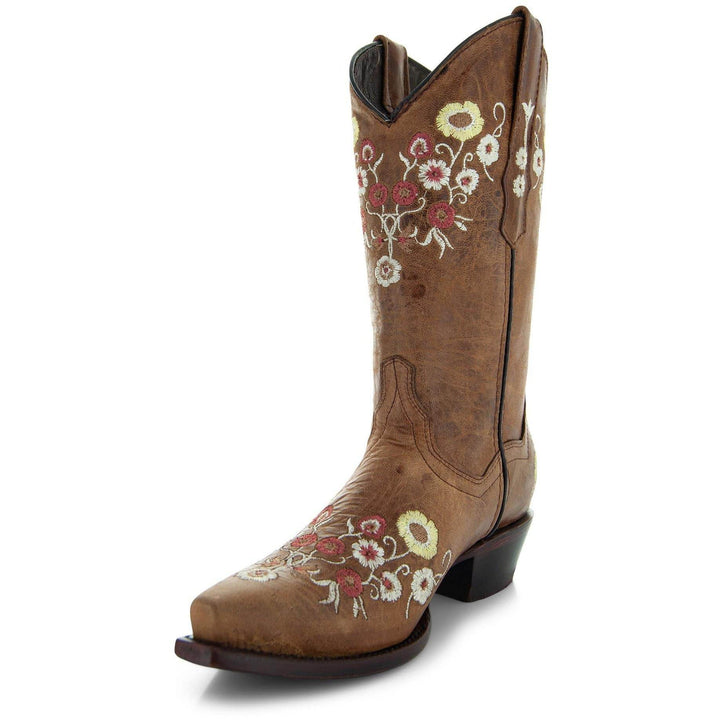 Women's Snipped Toe Western Boots | Floral Showstopper Cowgirl Boots (M50044) - GiFTiFY