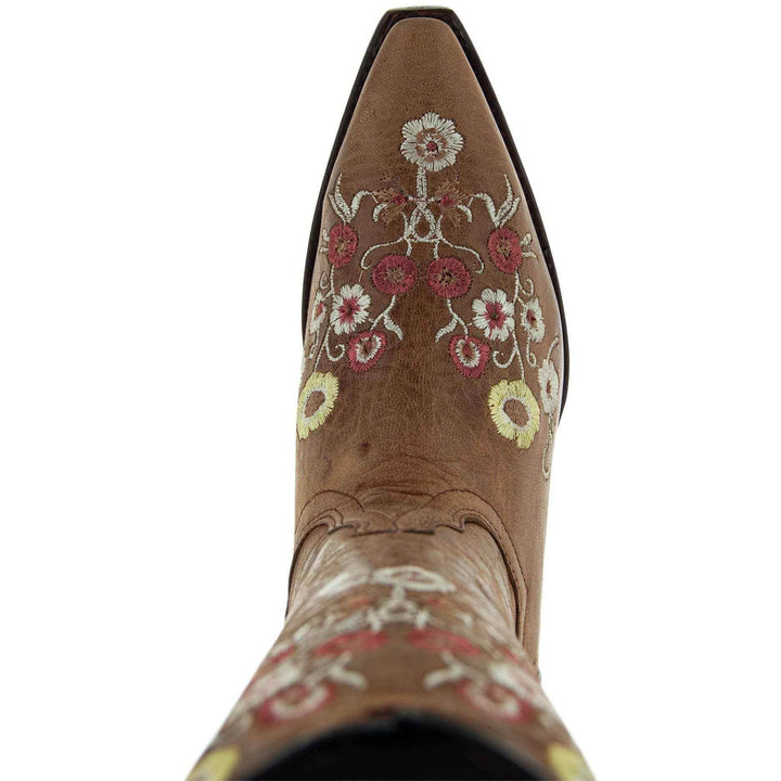Women's Snipped Toe Western Boots | Floral Showstopper Cowgirl Boots (M50044) - GiFTiFY