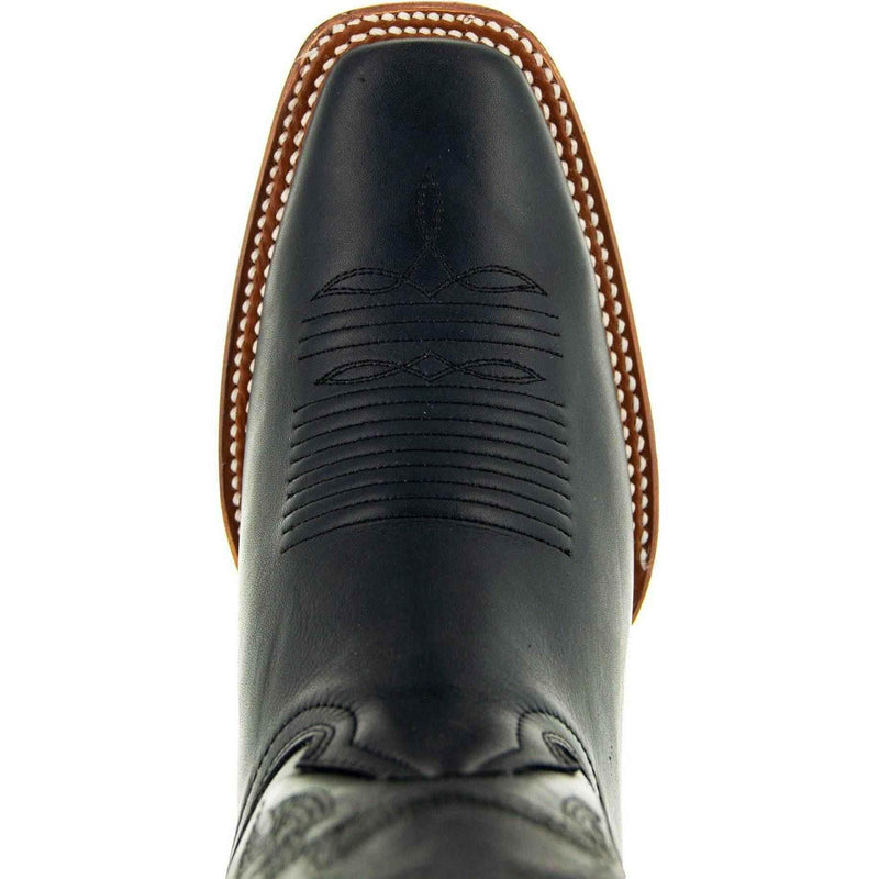 Black Square Toe Leather Cowboy Boots H4002 Cowboy Boots by Soto Boots