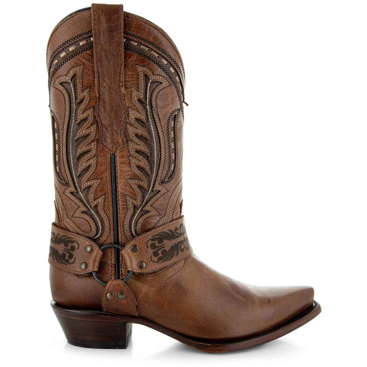 Women's Harness Boots | Brown Leather Harness Boots (M50039) - GiFTiFY