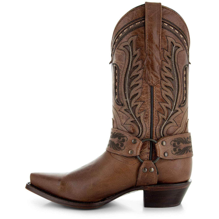 Women's Harness Boots | Brown Leather Harness Boots (M50039) - GiFTiFY