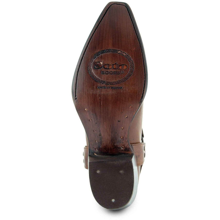 Women's Harness Boots | Brown Leather Harness Boots (M50039) - GiFTiFY