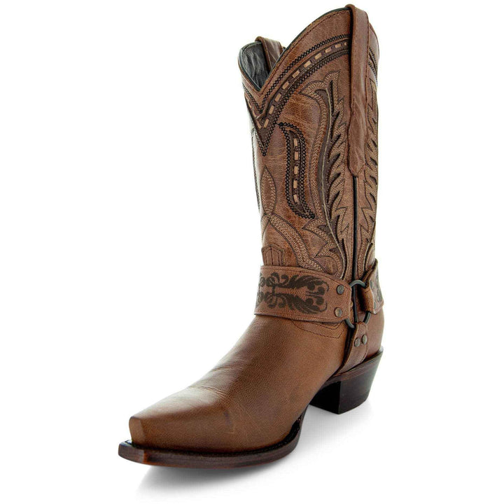 Women's Harness Boots | Brown Leather Harness Boots (M50039) - GiFTiFY