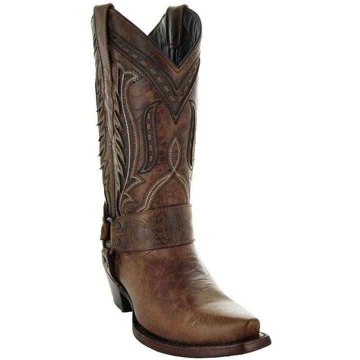 Women's Harness Boots | Brown Leather Harness Boots (M50039) - GiFTiFY