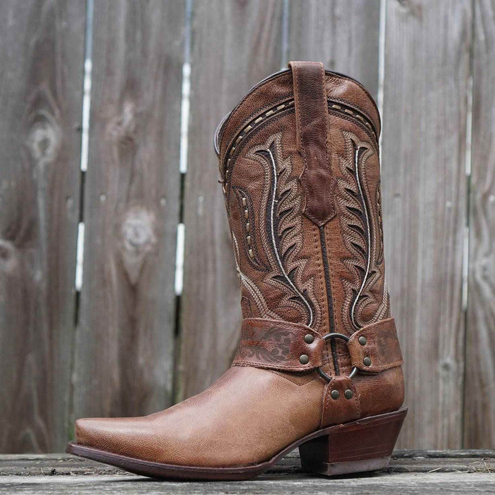 Women's Harness Boots | Brown Leather Harness Boots (M50039) - GiFTiFY