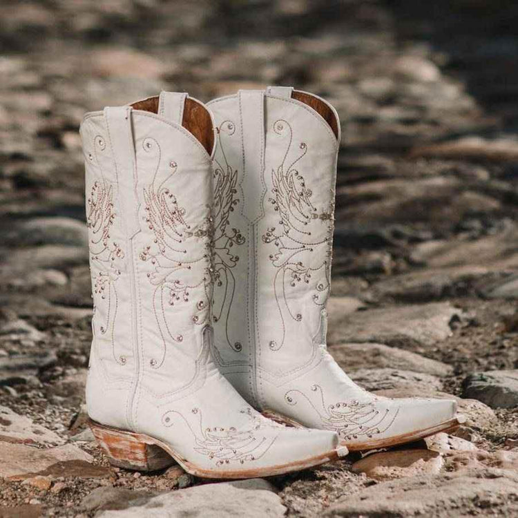 White Rhinestone Cowgirl Boots (Wedding Cowgirl Boots) - GiFTiFY
