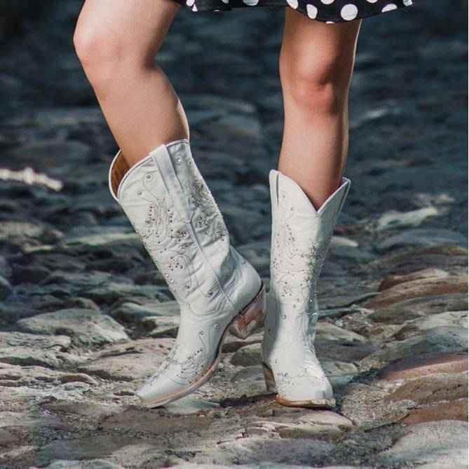 White Rhinestone Cowgirl Boots (Wedding Cowgirl Boots) - GiFTiFY
