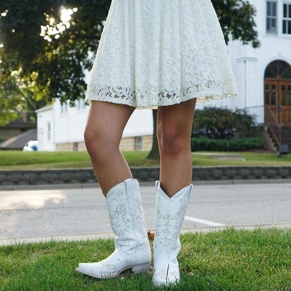 White Rhinestone Cowgirl Boots (Wedding Cowgirl Boots) Cowgirl Boots by Soto Boots