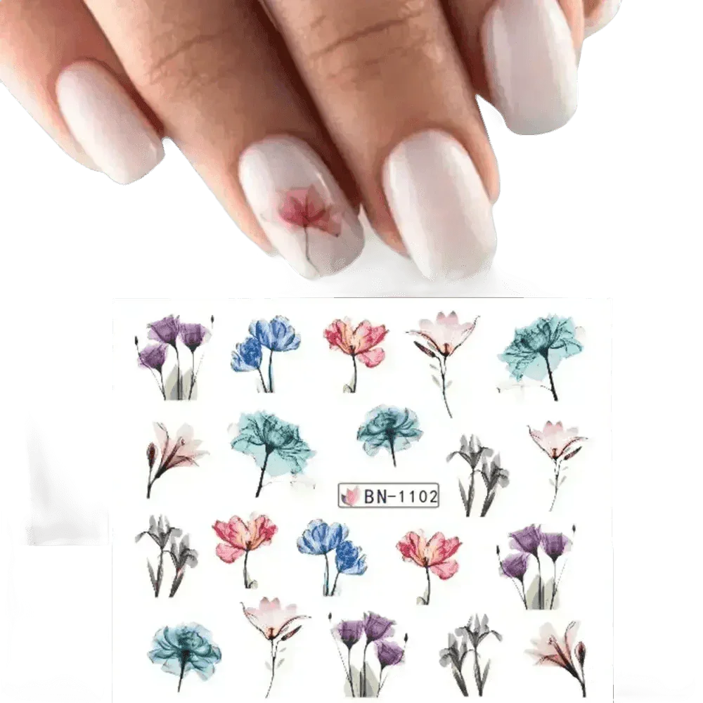 Spring Flower Leaf Nail Decals - GiFTiFY