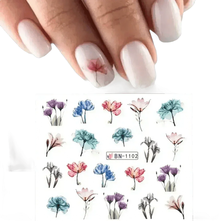 Spring Flower Leaf Nail Decals - GiFTiFY