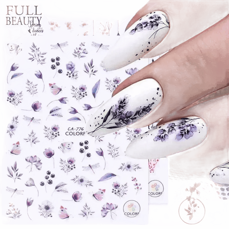 Spring Flower Leaf Nail Decals - GiFTiFY