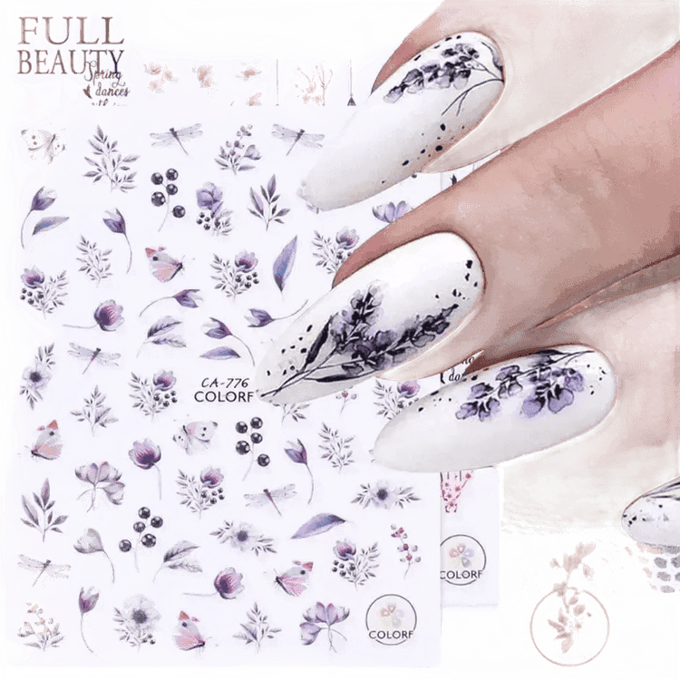Spring Flower Leaf Nail Decals - GiFTiFY