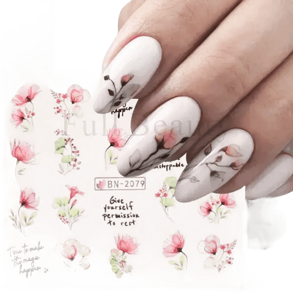 Spring Flower Leaf Nail Decals - GiFTiFY