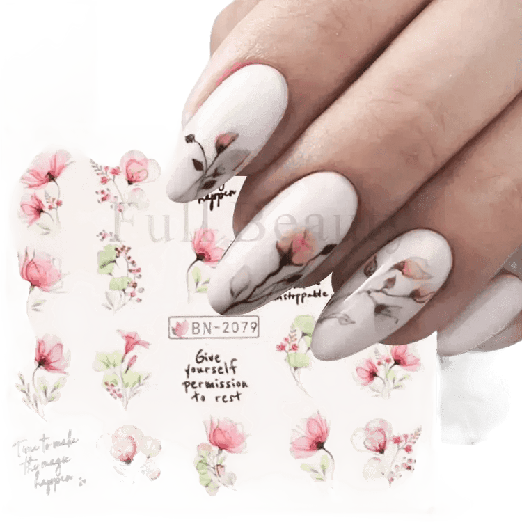 Spring Flower Leaf Nail Decals - GiFTiFY