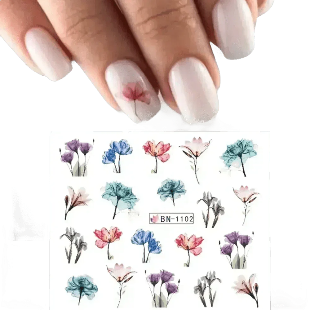 Spring Flower Leaf Nail Decals - GiFTiFY