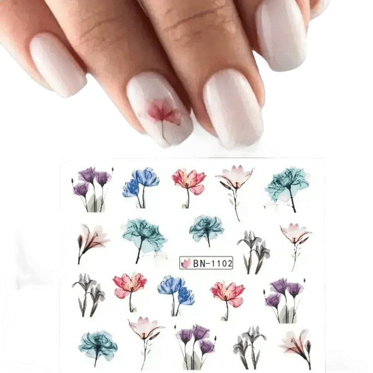 Spring Flower Leaf Nail Decals - GiFTiFY