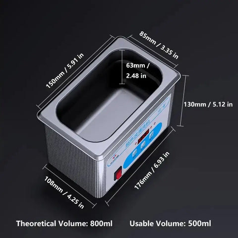 Stainless Steel 800ml Ultrasonic Cleaner 40khz - GiFiFY