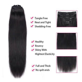 Straight Human Hair Extensions Brazilian Natural Seamless Clip ins Human Hair Extensions 16-26 Inch Full Head For Women - GiFTiFY