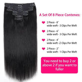 Straight Human Hair Extensions Brazilian Natural Seamless Clip ins Human Hair Extensions 16-26 Inch Full Head For Women - GiFTiFY