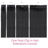Straight Human Hair Extensions Brazilian Natural Seamless Clip ins Human Hair Extensions 16-26 Inch Full Head For Women - GiFTiFY